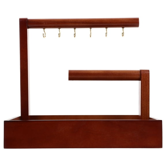 WASHWEPE Multifunctional Jewelry Stand Wood Organizer 1Set 10.2X9.6X7.1In