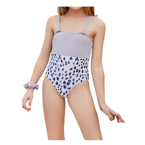 Fesfesfes Teen Girls Cute Front Hollow Lace Up Monokini Children Girls Backless One Piece Swimsuit Swim Pool Beach Wear Skinny Bathing Suit 6-12 Years