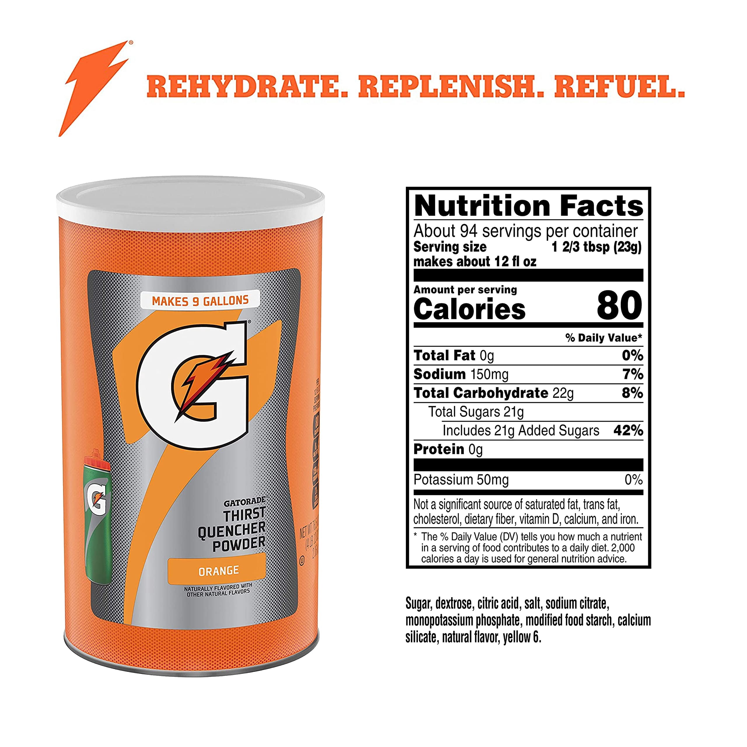 2 Pack-Gatorade Thirst Quencher Powder, Orange, 76.5 Oz Packaing may&nbsp;vary