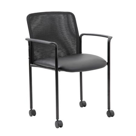 Mesh Guest Chair with Casters, Black