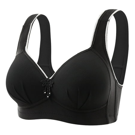 

Yuelianxi Steel Ring Thin Women Bra Soild Color Breathable Gathers Underwear Comfort Bra