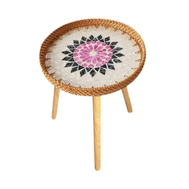 Mesa auxiliar, mesa auxiliar, mesa auxiliar, decoración del hogar, mesa de té redonda multifuncional, mesita de noche para jardín interior y balcón Corazón rojo 40cm