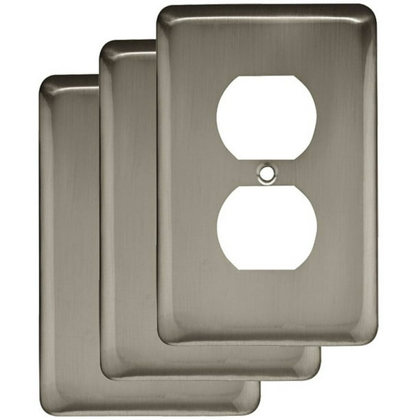 Franklin Brass Stamped Round Single Duplex Wall Plate in Satin Nickel