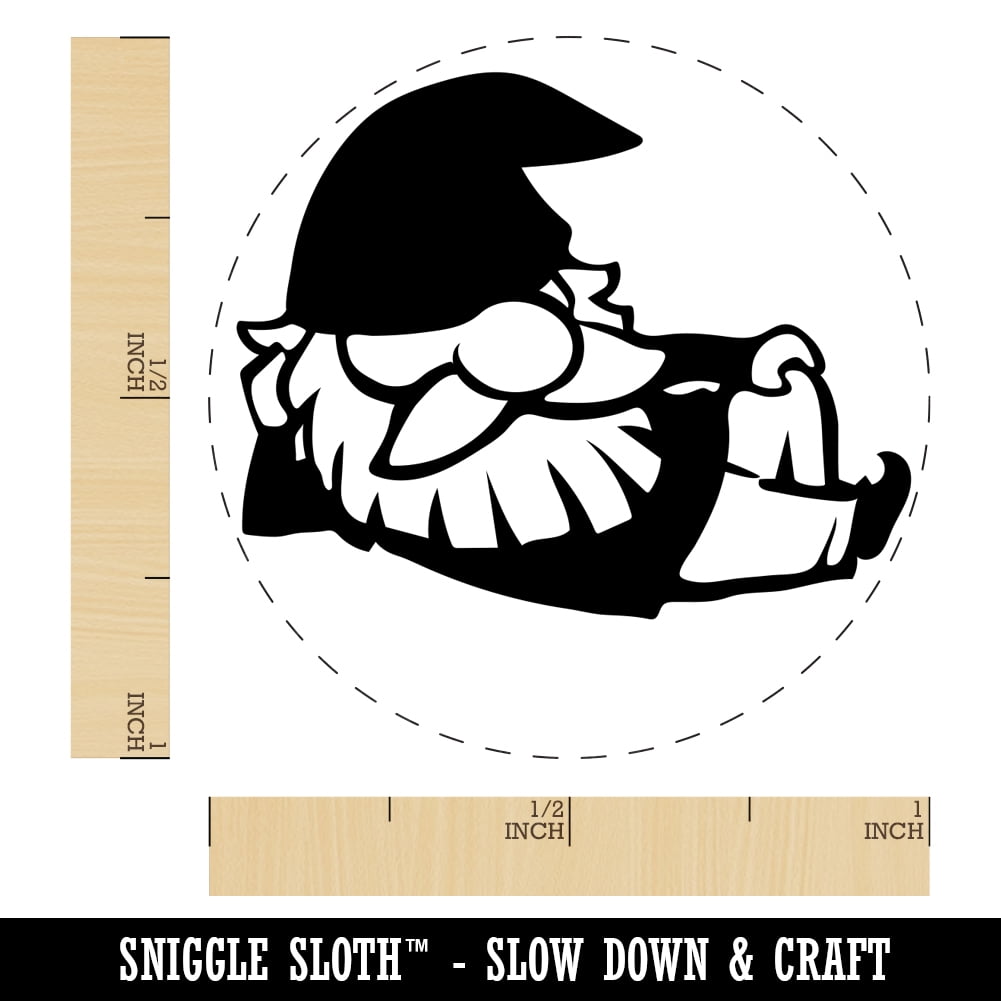 Sexy Lounging Garden Gnome Self-Inking Rubber Stamp Ink Stamper - Green Ink - Medium 1 Inch
