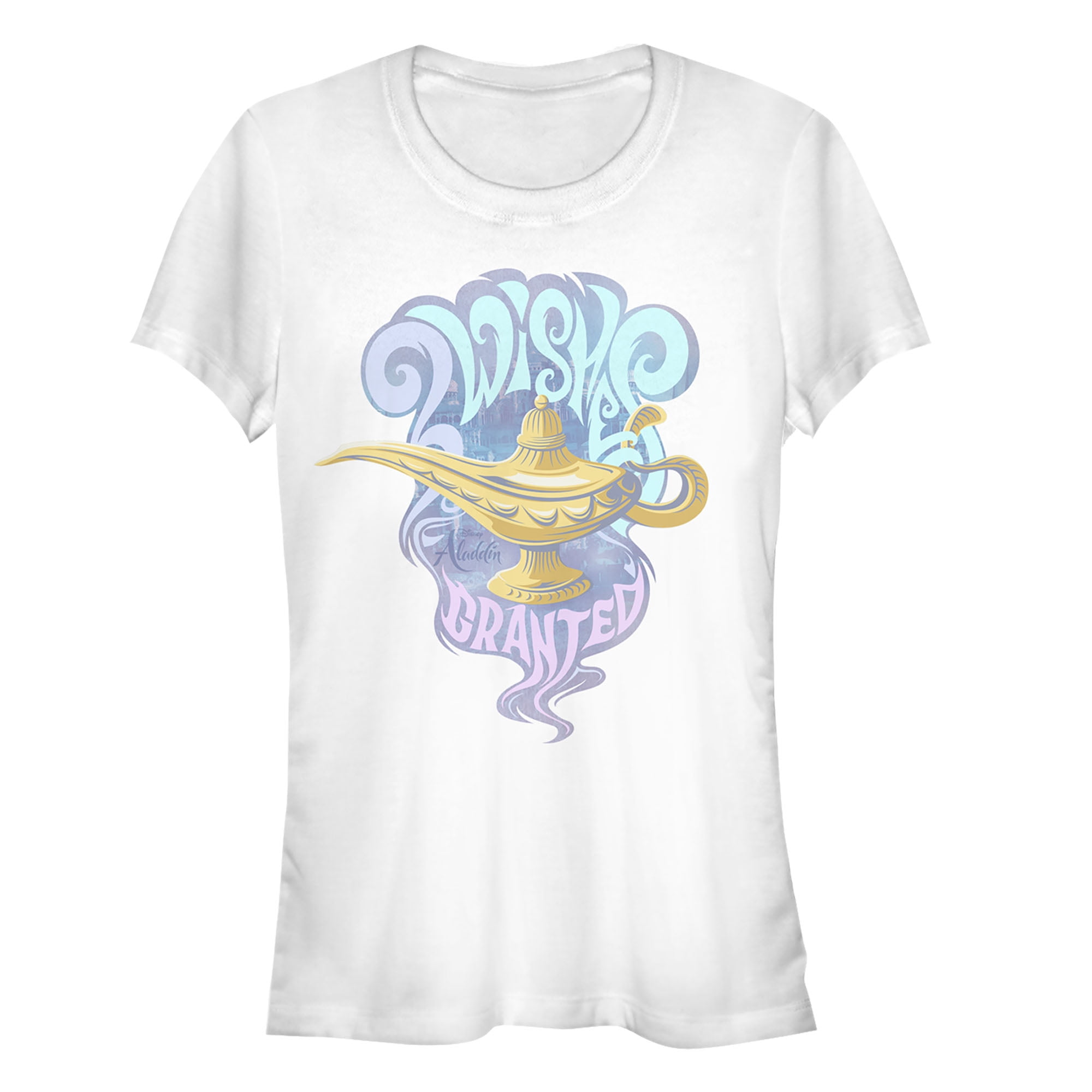 Junior's Aladdin Vintage 3 Wishes Graphic Tee White 2X Large
