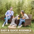thumbnail image 3 of 3-Piece Rattan Patio Bistro Set, All-Weather PE Rattan Furniture with 2 Chairs & Coffee Table, Soft Cushions, Weather-Resistant for Balcony, Backyard, Porch, 3 of 10