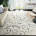 thumbnail image 3 of SAFAVIEH Florida Doug Floral Vines Geometric Shag Area Rug, Beige/Blue Grey, 9'6" x 13', 3 of 8