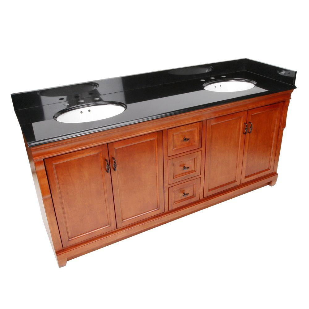 Foremost Nacat7222d Naples 72 Vanity In Warm Cinnamon W Granite Vanity Top In Black And 2 Undermount Sinks In White Walmart Com Walmart Com