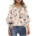 thumbnail image 2 of Neewe Long Sleeve Shirts for Women 2025 Fall Tops Floral Print Pleated Dressy Casual Blouses, 2 of 7