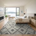 thumbnail image 3 of ODIKA Dining Geometric Table Grid Outlined Border Wool Neutral Large Low Profile Flatwoven for Great Room, Indoor Open Concept, Living, 3 of 7