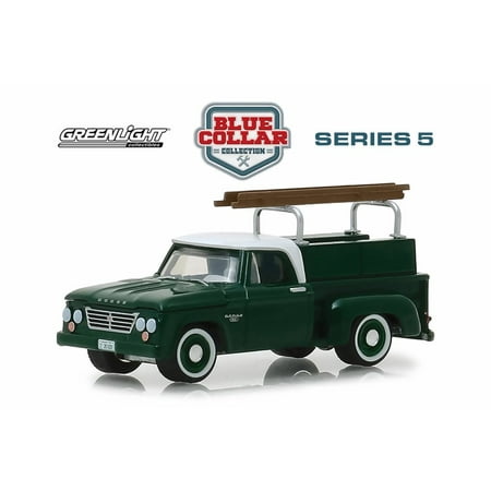 1963 Dodge 330 1963 Dodge D-100 with Ladder Rack, Green - Greenlight 35120B/48 - 1/64 Scale Diecast Model Toy Car ()