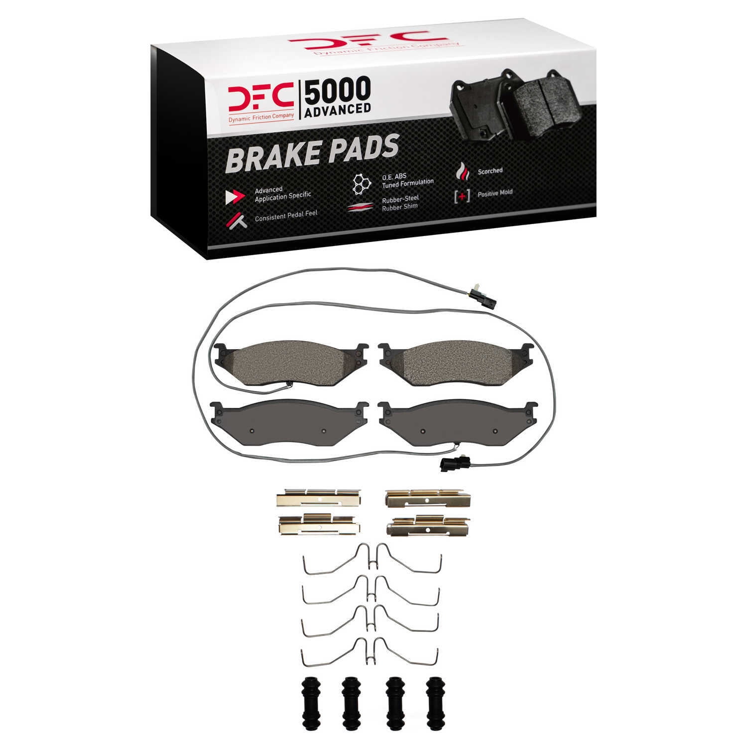 Dynamic Friction Company 1551-1066-11 DFC 5000 Advanced Brake Pads - Semi Metallic and Hardware Kit