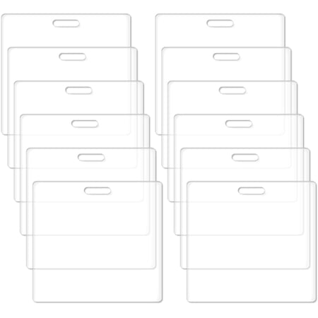 12 pc Transparent Acrylic Badge Blank 101x95mm Badge Buddy for DIY ID Card Badge Holder Base Board for Teach Nurse Lab Tech Clear Badge Holder Blanks Tag Backer Hole: 20x5mm