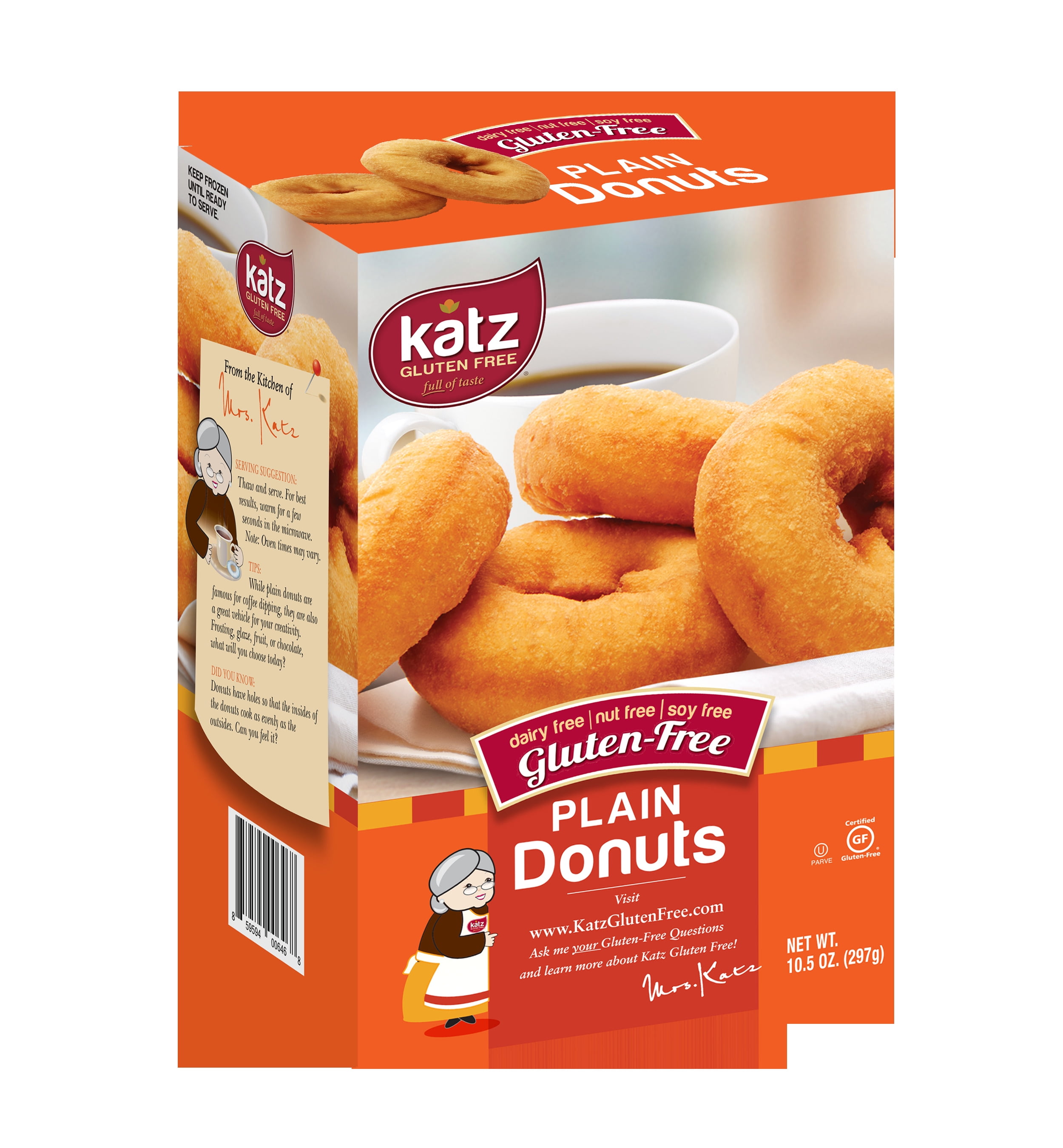 Katz Gluten Free Plain Donuts (1 Pack, 10.5 Ounce) Dairy, Nut, Soy and