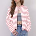 thumbnail image 2 of Yokua Cardigan Sweaters for Women Lightweight Knit Button Front Striped Cardigan Sweaters Trendy Oversized Sweater Coat, 2 of 7