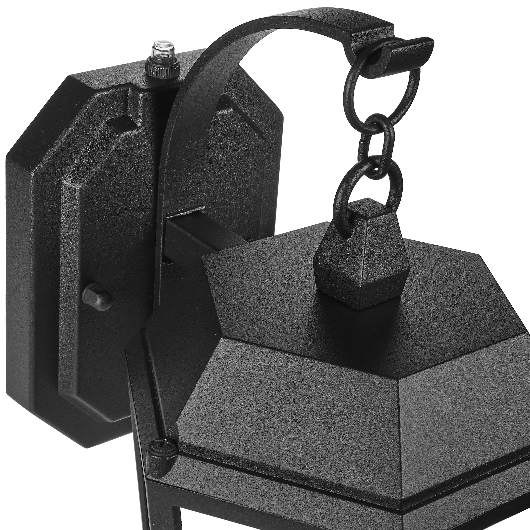 Maxxima LED Porch Lantern Outdoor Wall Light, Black w/ Clear Glass, Dusk to Dawn Sensor, 570 Lumens, 3000K Warm White