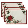 thumbnail image 2 of ‌Christmas Placemats Set of 4 - Red Poinsettia & Gold Ornaments Design,Reusable Machine Washable Holiday Table Decor (17.7x11.8inch),Non-Slip Festive Dining Mats for Xmas Party, 2 of 7