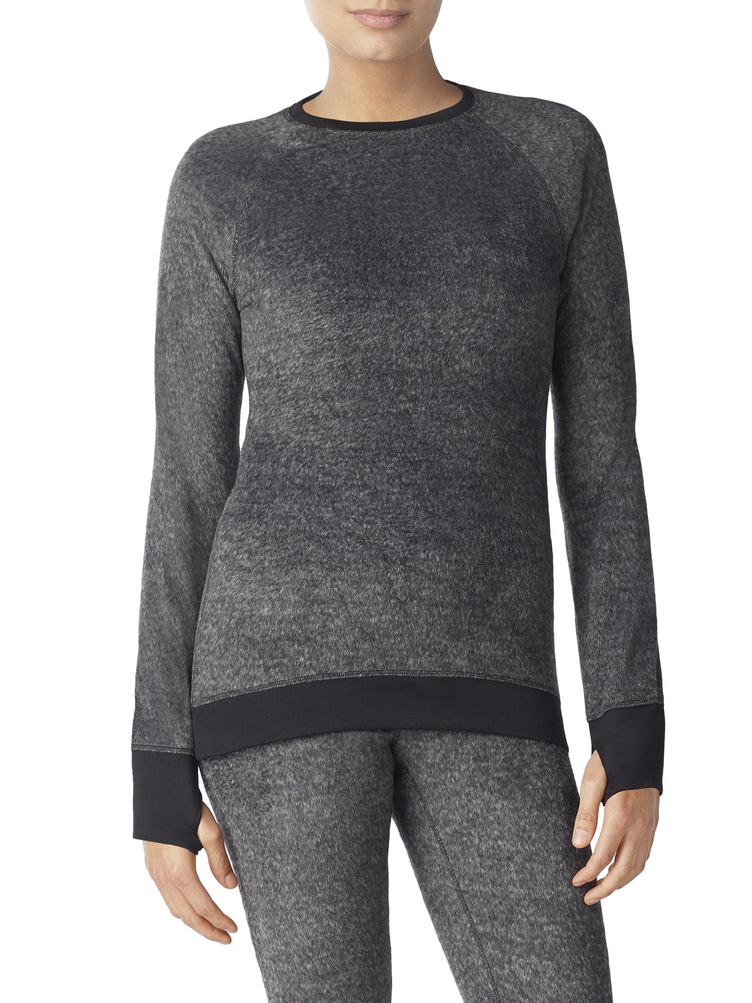 ClimateRight by Cuddl Duds Women's Reversible Minky Long Underwear Crew