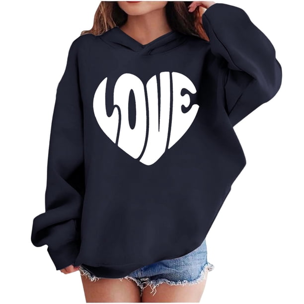 Sudadera con capucha y estampado de corazón de San Valentín, sudadera de manga larga para niños y niñas, chaqueta para niñas de talla mediana y grande.