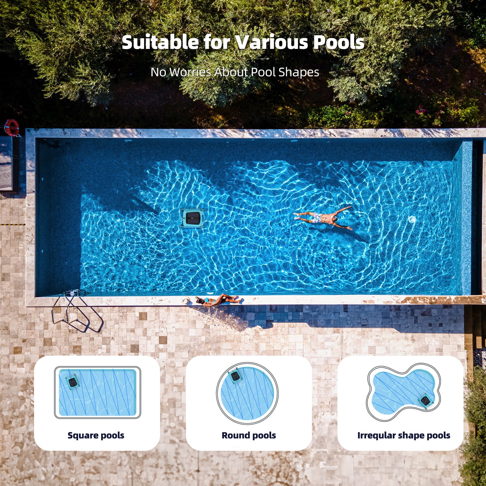Solar Powered Robotic Pool Cleaner Skimmer Robot: Automatic Pool Surface Skimmer Cleaner, Dual Charging Modes, Smart Radar Obstacle Avoidance, 24/7 Continuous Surface Cleaning for Above Ground Pools