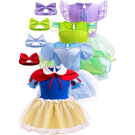 WIBACKER Baby Girls Romper Tutu Dress 3-18M Princess Bodysuit Tulle Dresses with Headband Birthday Christmas Halloween Costumes