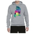 thumbnail image 2 of Neon Beach Sunset Cat California Vibes | Mens Animal Lover Hooded Sweatshirt Graphic Hoodie, Heather Grey, 3XL, 2 of 4