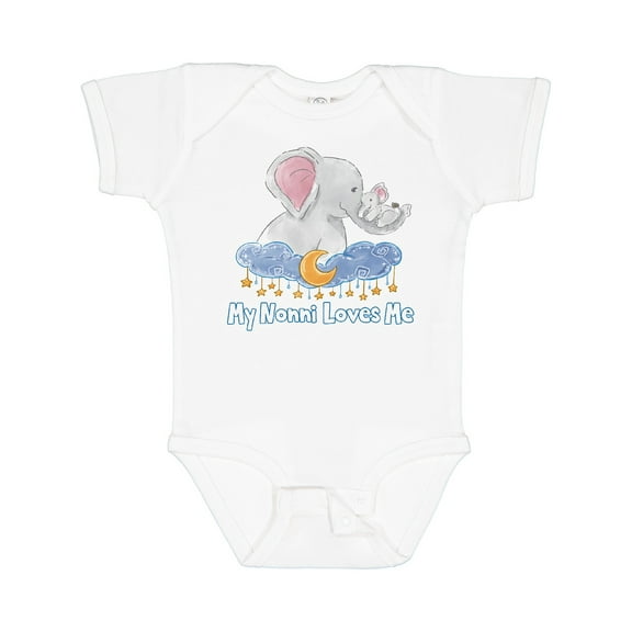 Inktastic My Nonni Loves Me Cute Elephants Clouds Moon and Stars Boys or Girls Baby Bodysuit