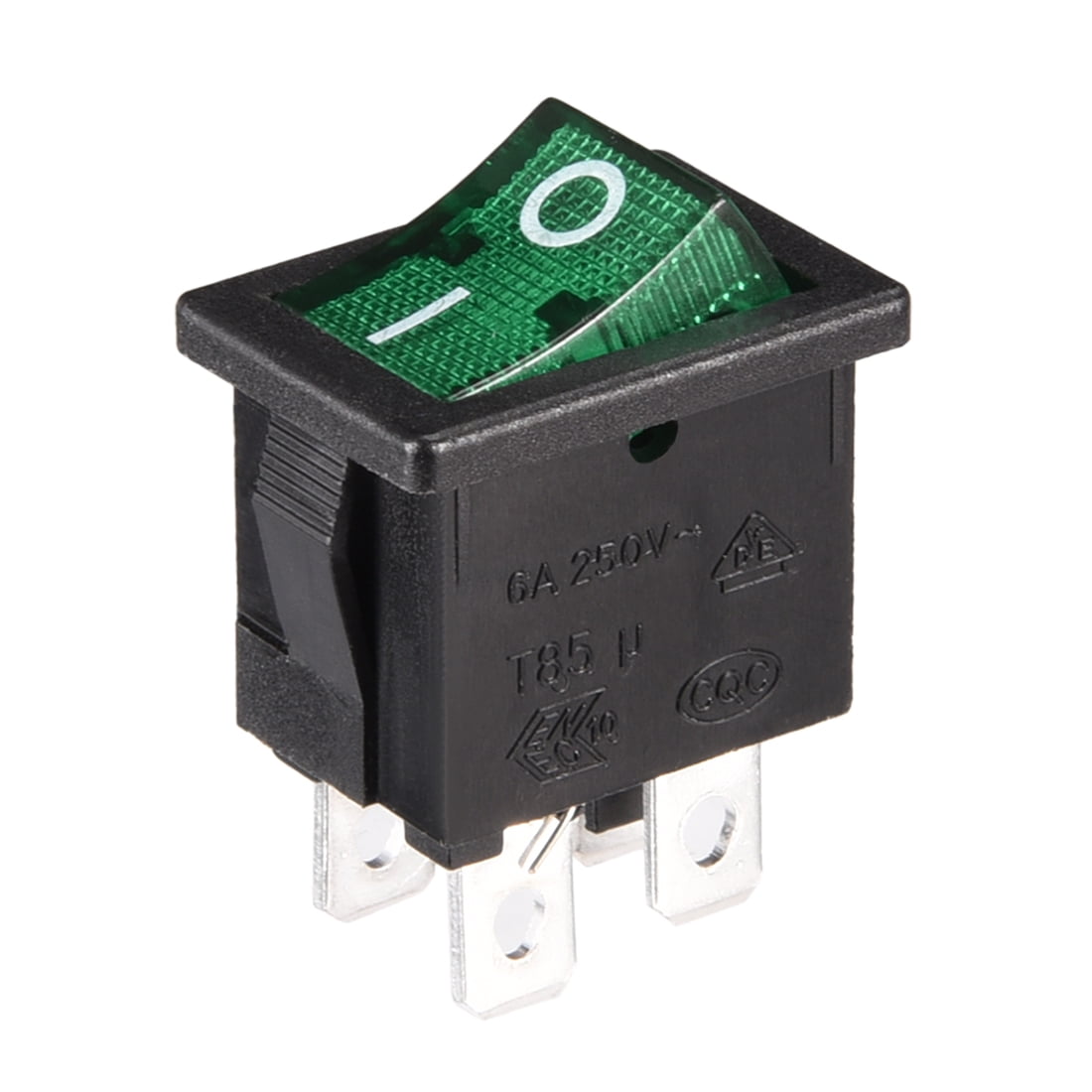 AC 10A/125V 6A/250V DPST 4P 2 Position Green Light Rocker Switch ...