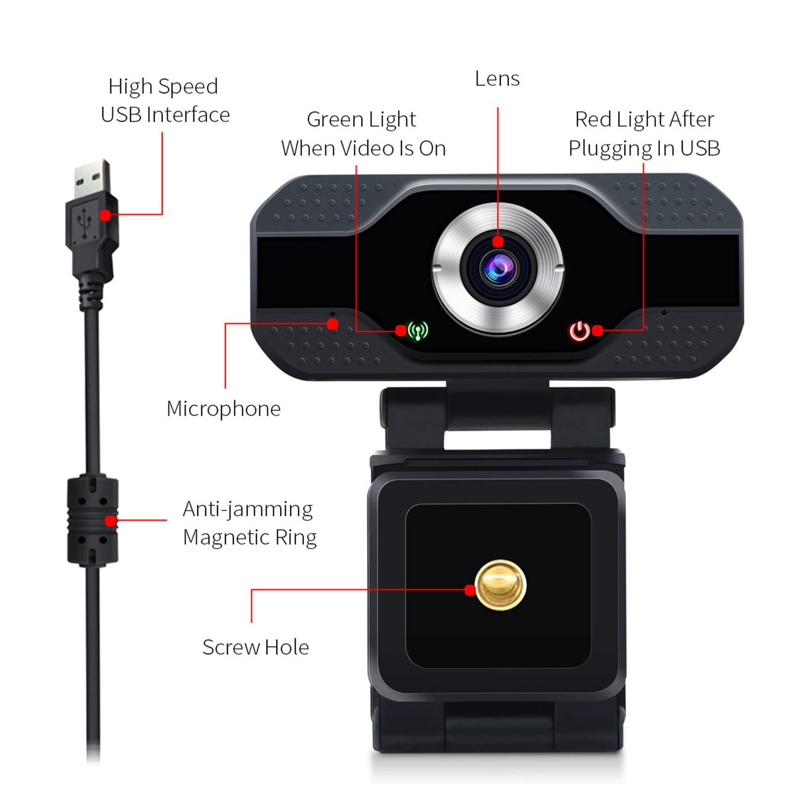Wzmzjy Web Camera Wear Resistant 30FPS Multi Angle Built in Mic HIGH DEFINITIONS Webcam