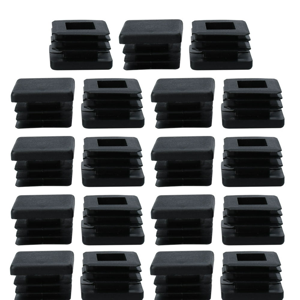 25x 25mm Plastic Square Tube Inserts Ribbed Pipe Tubing End Cover Caps ...