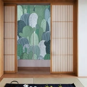 XMXT Japanese Noren Doorway Room Divider Curtain,Cactus Hand Painted Restaurant Closet Door Entrance Kitchen Curtains, 34 x 56 inches