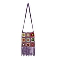 thumbnail image 4 of Women Crocheted Shoulder Bag Handmade Boho Woven Casual Hollow Out Knitting Bag Handbag Tassel Purse Tote for Beach Summer Shopping Travel, 4 of 8