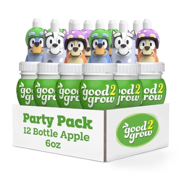 good2grow Bluey 100% Apple Juice Party Pack, 6 fl oz Bottles (Pack of 12)