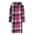 thumbnail image 3 of Delayuji Long Plaid Shirts For Women Oversized Button Down Shacket Jacket Flannel Hooded Trench Coats With Pockets Spring Winter, 3 of 5