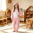 thumbnail image 5 of SIYUDAN Kids Animal Onesie Pajamas Long Sleeve Zip up 3D Ears Hooded Romper Bodysuit Girls Christmas Pajamas Pig Onesie 11-12 Years Boy Pajamas, 5 of 5