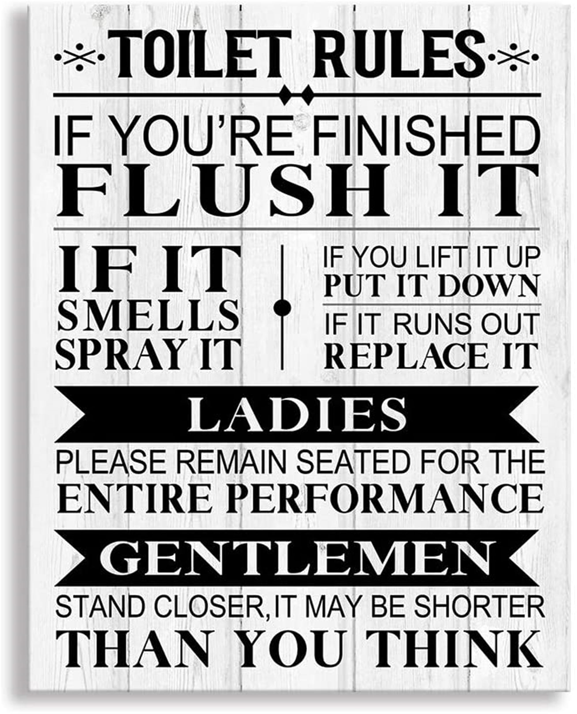 Family Bathroom Rules Decorative Wall Sign Wood Wall Plaque Home Decor