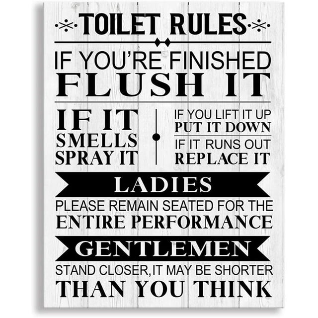 Family Bathroom Rules Decorative Wall Sign Wood Wall Plaque Home Decor