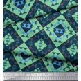 thumbnail image 2 of Soimoi Green Moss Georgette Fabric Check & Geometric Decor Fabric Printed Yard 42 Inch Wide, 2 of 5