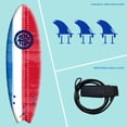 thumbnail image 5 of Bloo Tide 6 Ft Soft Top Surfboard, Swallow Tail, Teens and Adults, Americana Graphic top Deck with high Density Slick Bottom | Red and Blue Color | Leash and Fin Set In, 5 of 10