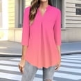 thumbnail image 5 of Business Casual Blouses Womens 3/4 Sleeve Gradient Loose Tops Fashion Work Dressy Flowy Shirts Pullover, Hot Pink 2XL, 5 of 5