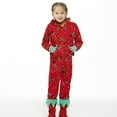 thumbnail image 3 of Onlypjs Family Matching Christmas Pajamas – Red Elf-Themed One-Piece Hooded Jumpsuit for Women, Men, 3 of 4