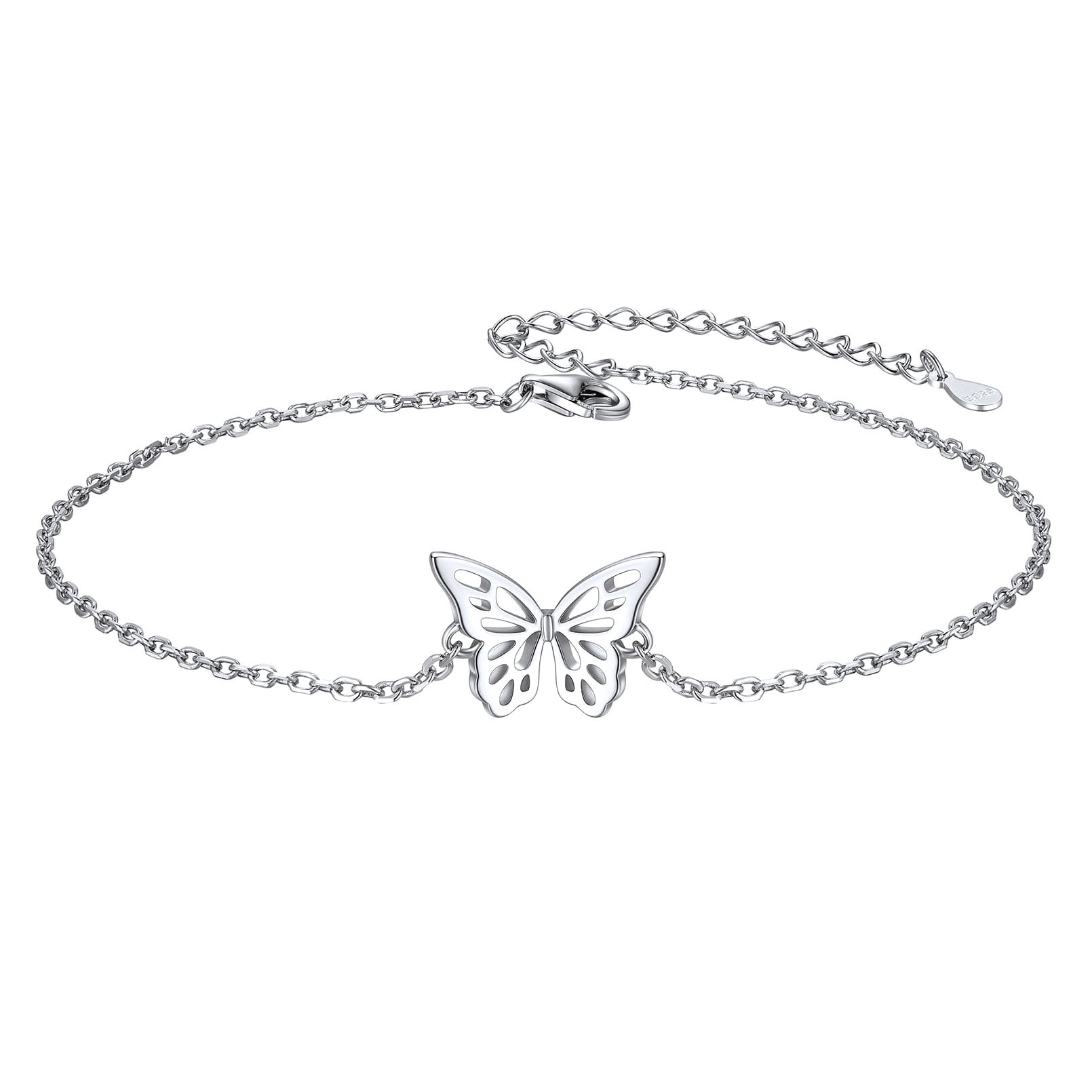 ChicSilver Butterfly Anklet for Women Girls S925 Sterling Silver Anklet
