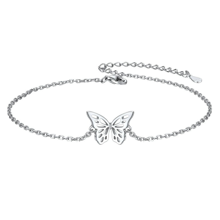 Sterling silver butterfly ankle bracelet online