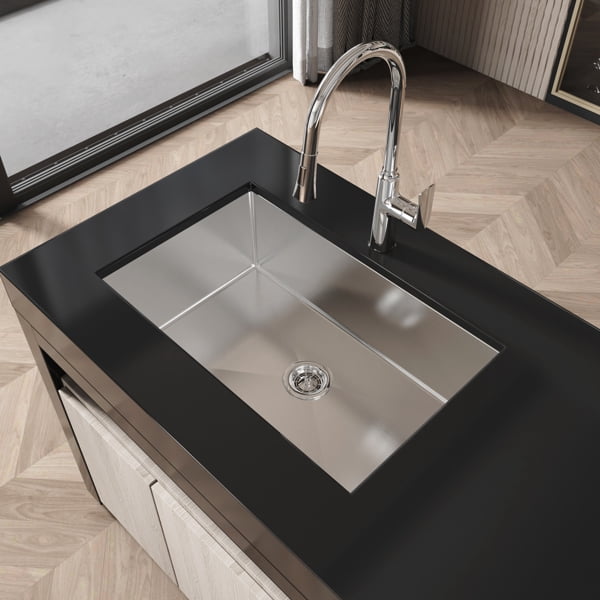 Stainless Steel Kitchen Sink, 30″x19″ Drop In Single Bowl, Undermount Handmade Sink in Brushed Nickel, with US Standard Drain and Hook