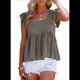 thumbnail image 2 of Blusa Informal de Mujer con Cuello Cuadrado, Volantes, Mangas y Peplum, Estilo Babydoll, Sin Mangas, Gris XXXL, 2 of 9