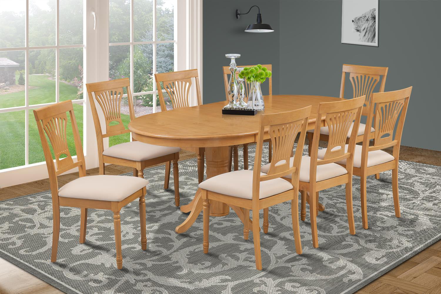 9 Piece Dining Room Set Table With A Butterfly Leaf And 8 Dining Chairs