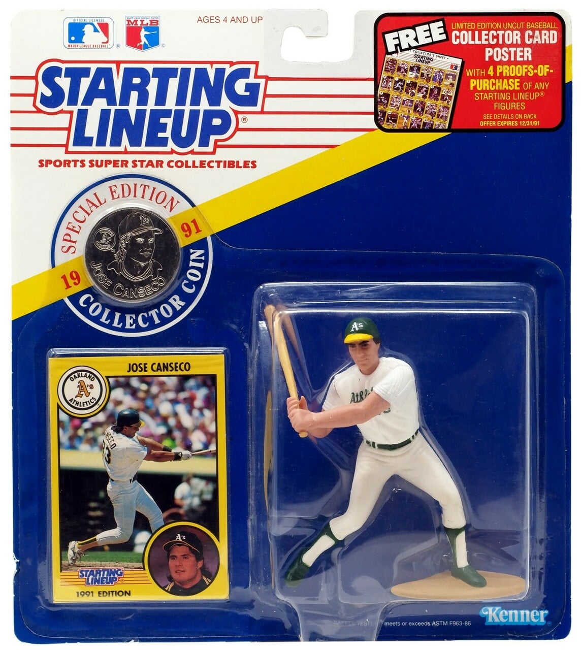 Starting Lineup Jose Canseco 1998 Athlétisme Kenner BASEBALL Action Figure Comme neuf on Card 