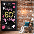 thumbnail image 6 of Pink and Gold Themed 60th Birthday Banner with Balloons Stars Backdrop Party Supplies Photography Props Birthday Decoration Birthday Party Decorations Happy Birthday Event Decor Background, 6 of 7