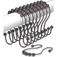 thumbnail image 1 of Ganchos dobles para cortina de ducha a prueba de óxido (juego de 12) – Ganchos de baño de bronce de acero inoxidable para cortina de ducha con bolas de rodillo deslizantes sin esfuerzo – Ganchos de du, 1 of 5