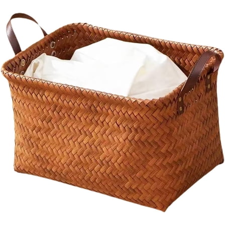 ABCISI Woven Seagrass Storage Baskets - Rectangular Wicker Laundry & Food Storage Organizer